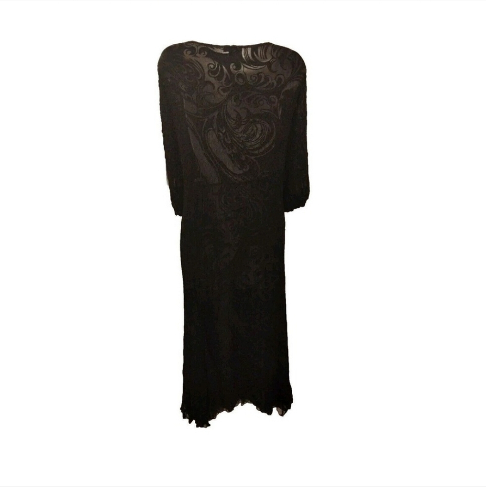 Komarov Gothic Black Chiffon Sheer Midi Dress Woman XL - Picture 2 of 10
